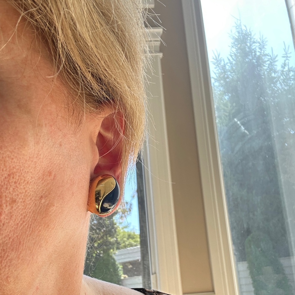 Chic Blue and Gold clip on Earrings